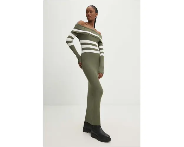 Answear Lab rochie din lana culoarea verde, maxi, mulata