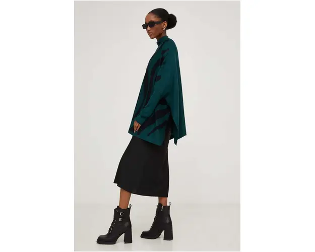 Answear Lab pulover femei, culoarea verde, light, cu guler