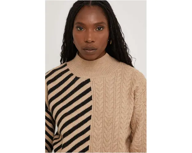 Answear Lab pulover femei, culoarea maro, light, cu turtleneck