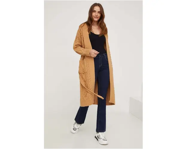Answear Lab cardigan de lana culoarea maro