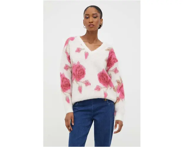 Answear Lab pulover de lana culoarea alb, calduros