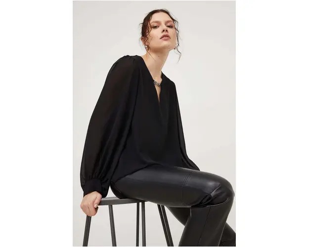 Answear Lab bluza femei, culoarea negru, neted