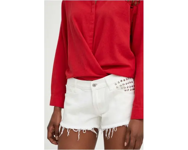 Answear Lab pantaloni scurti din bumbac culoarea alb, modelator, high waist