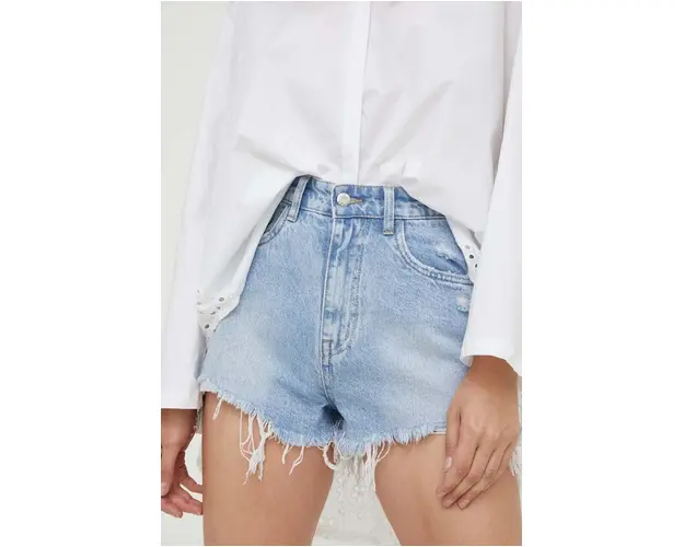 Answear Lab pantaloni scurti jeans femei, neted, high waist