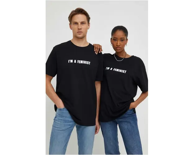 Answear Lab tricou din bumbac culoarea negru, cu imprimeu