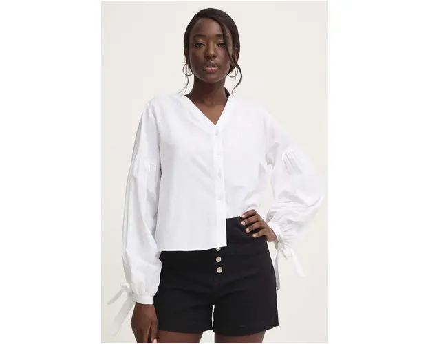 Answear Lab bluza din bumbac femei, culoarea alb, neted