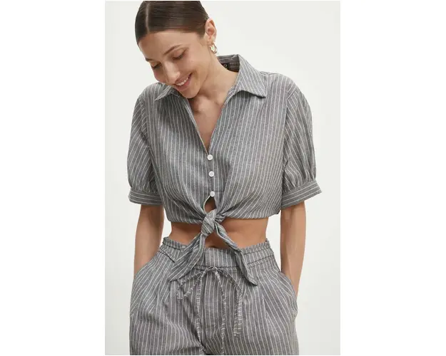 Answear Lab camasa femei, culoarea gri, cu guler clasic, relaxed