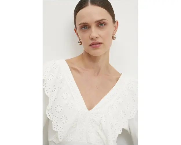 Answear Lab bluza femei, culoarea alb, neted