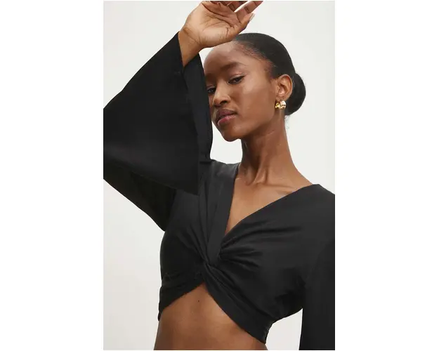 Answear Lab bluza femei, culoarea negru, neted