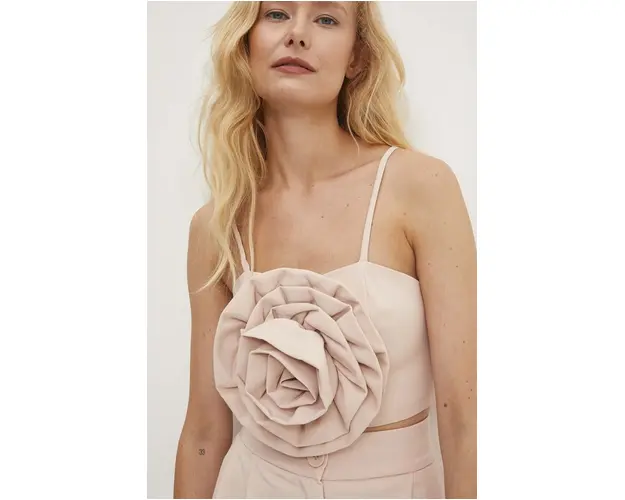 Answear Lab top culoarea bej, neted