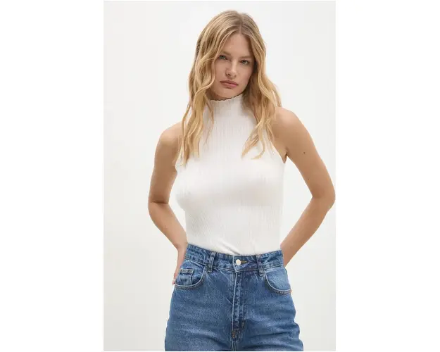 Answear Lab top culoarea alb, cu turtleneck