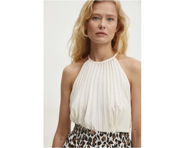 Answear Lab bluza femei, culoarea bej, neted