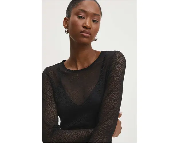 Answear Lab longsleeve culoarea negru