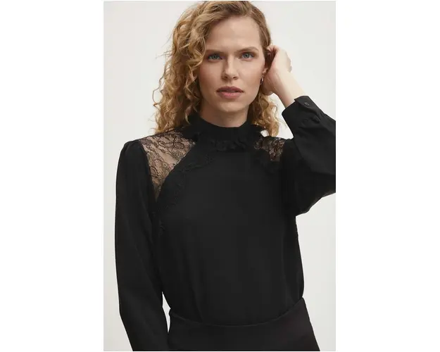 Answear Lab bluza femei, culoarea negru, neted