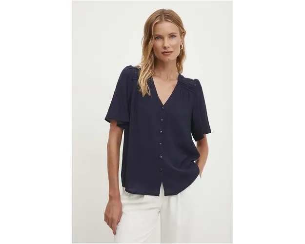 Answear Lab camasa femei, culoarea albastru marin, regular