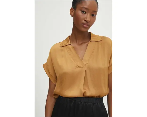 Answear Lab bluza femei, culoarea maro, neted