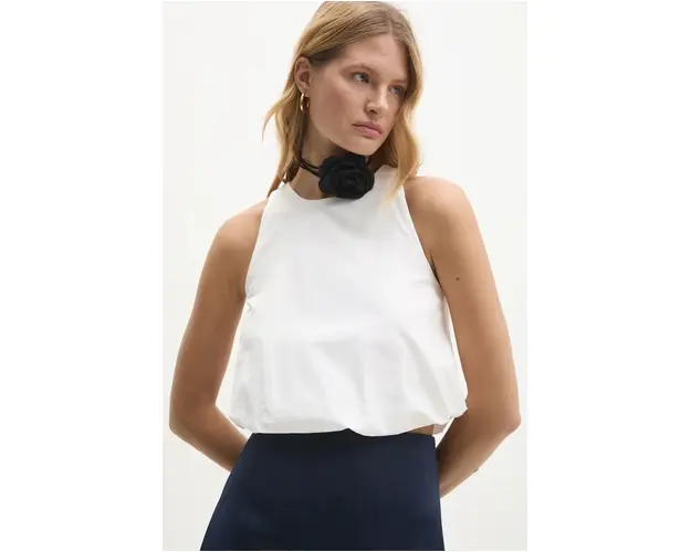 Answear Lab bluza din bumbac femei, culoarea alb, neted