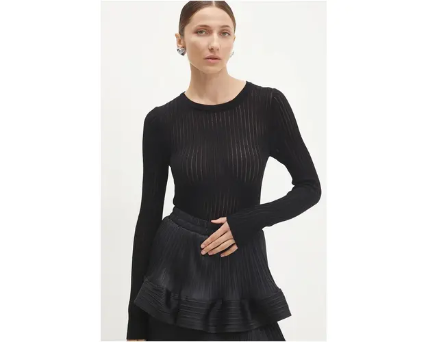 Answear Lab bluza femei, culoarea negru, neted