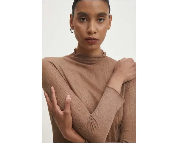 Answear Lab longsleeve culoarea maro, cu turtleneck