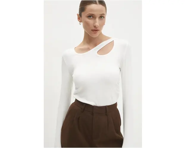 Answear Lab longsleeve culoarea alb