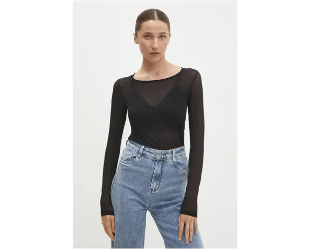 Answear Lab longsleeve culoarea negru
