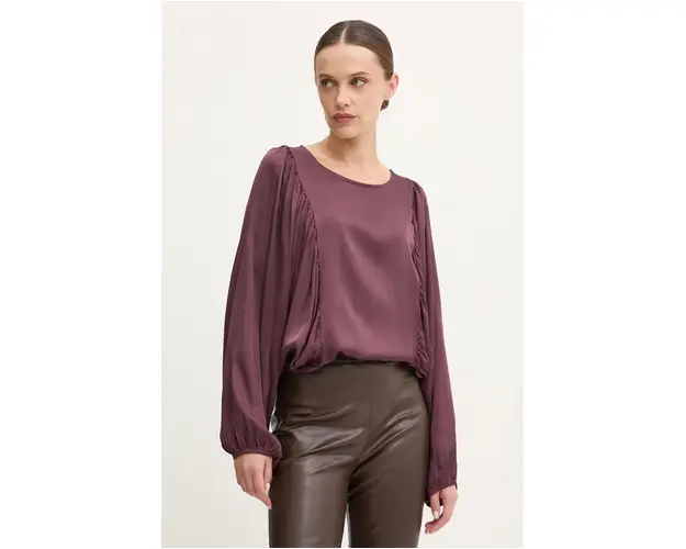 Answear Lab bluza femei, culoarea bordo, neted