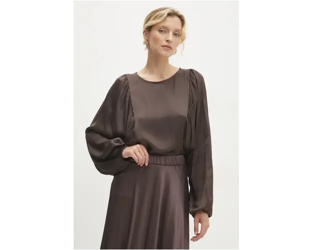 Answear Lab bluza femei, culoarea maro, neted
