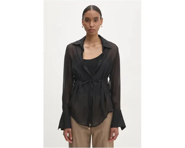 Answear Lab camasa femei, culoarea negru, cu guler clasic, regular