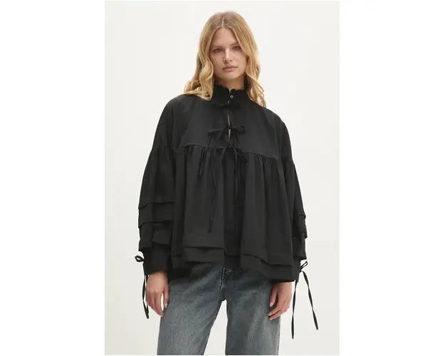 Answear Lab bluza din bumbac femei, culoarea negru, neted