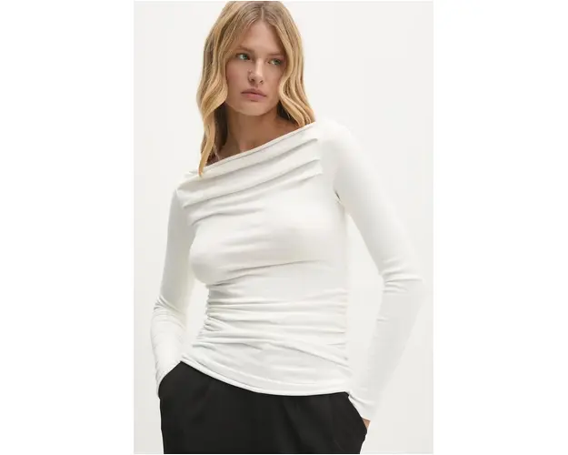 Answear Lab bluza femei, culoarea bej, neted