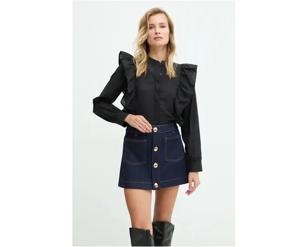 Answear Lab camasa din bumbac femei, culoarea negru, cu guler clasic, regular
