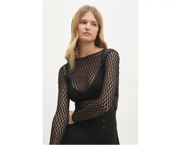 Answear Lab bluza femei, culoarea negru, neted