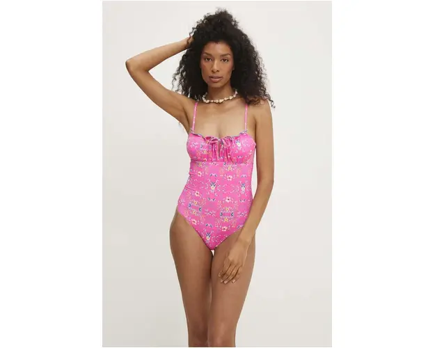Answear Lab costum de baie dintr-o bucata culoarea roz, cupa usor rigidizata