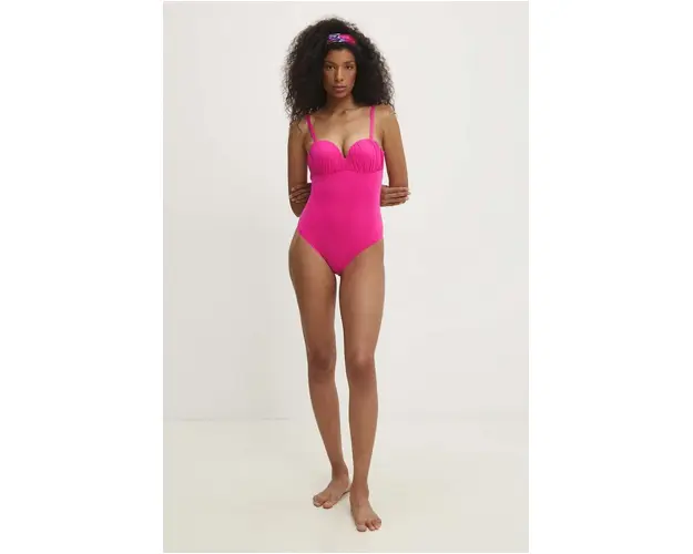 Answear Lab costum de baie dintr-o bucata culoarea roz, cupa rigidizata
