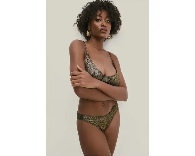 Answear Lab sutien de baie culoarea auriu, cupa usor rigidizata