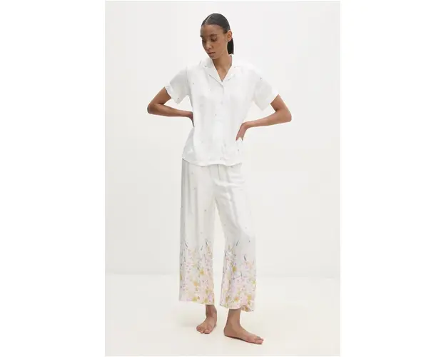 Answear Lab pijama femei, culoarea alb