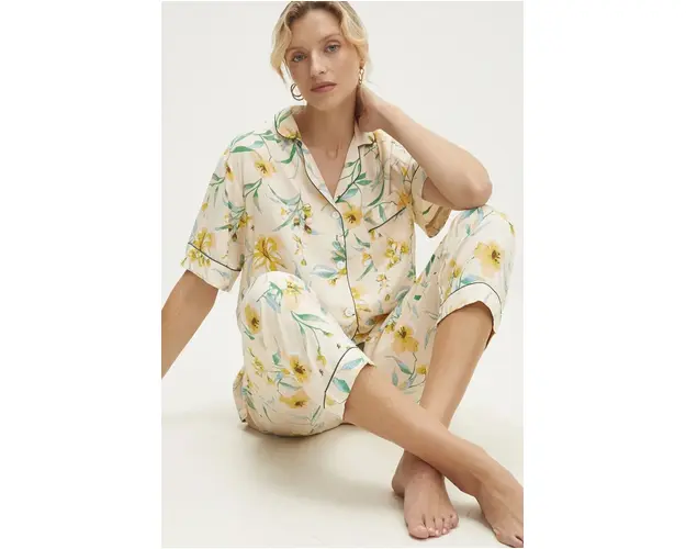 Answear Lab pijama femei, culoarea galben