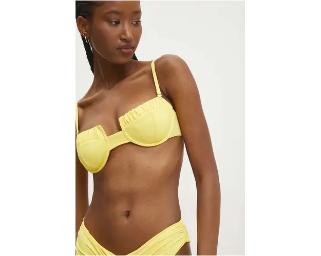 Answear Lab sutien de baie culoarea galben, cupa usor rigidizata