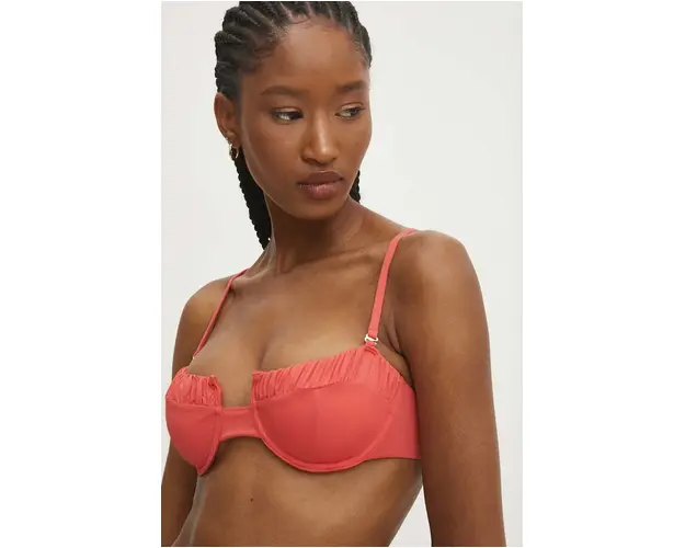 Answear Lab sutien de baie culoarea rosu, cupa usor rigidizata