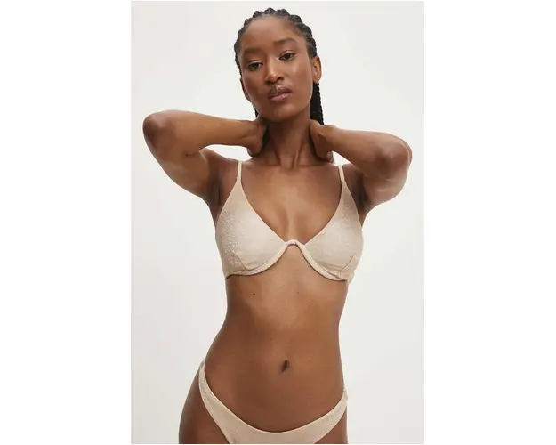 Answear Lab sutien de baie culoarea auriu, cupa usor rigidizata