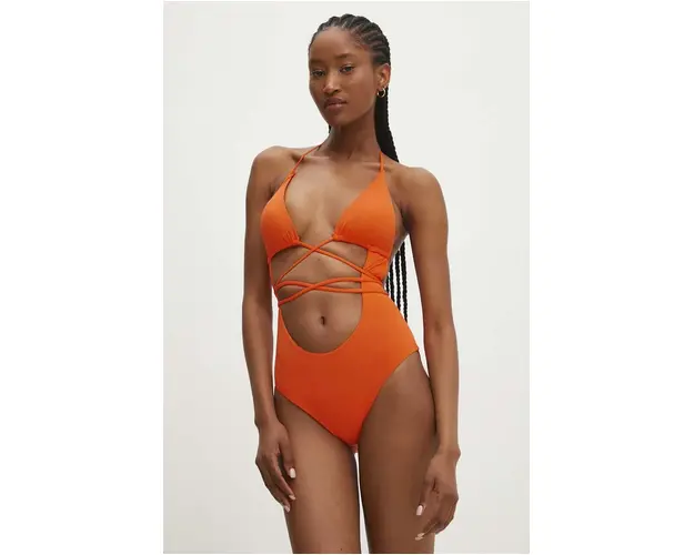 Answear Lab costum de baie dintr-o bucata culoarea portocaliu, cupa usor rigidizata