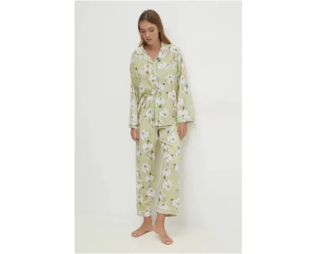Answear Lab pijama femei, culoarea verde