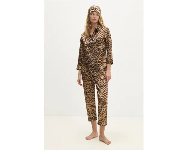 Answear Lab pijama femei, culoarea maro