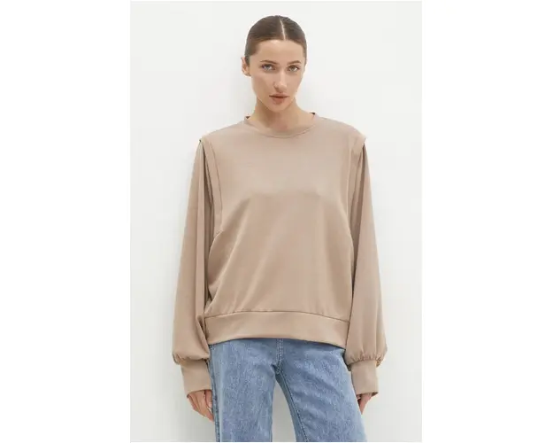 Answear Lab bluza femei, culoarea bej, neted