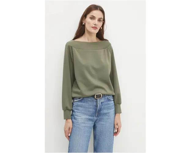 Answear Lab bluza femei, culoarea verde, neted