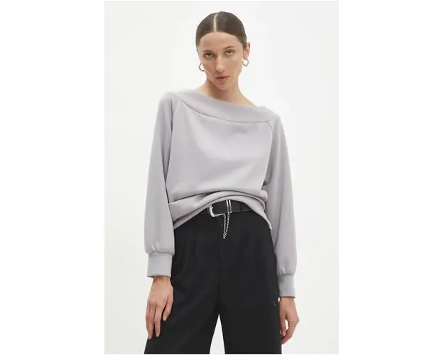 Answear Lab bluza femei, culoarea gri, neted