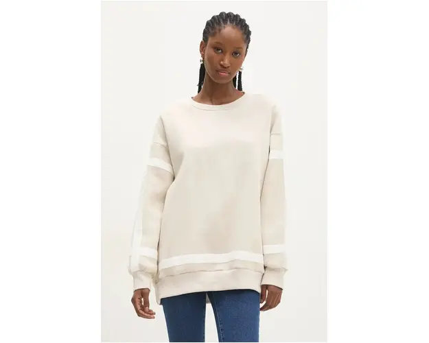 Answear Lab bluza femei, culoarea bej, cu imprimeu