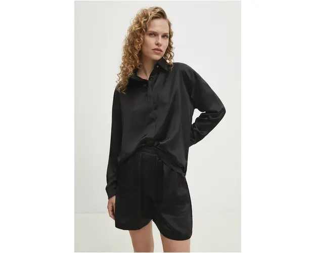 Answear Lab camasa si pantaloni scurti culoarea negru