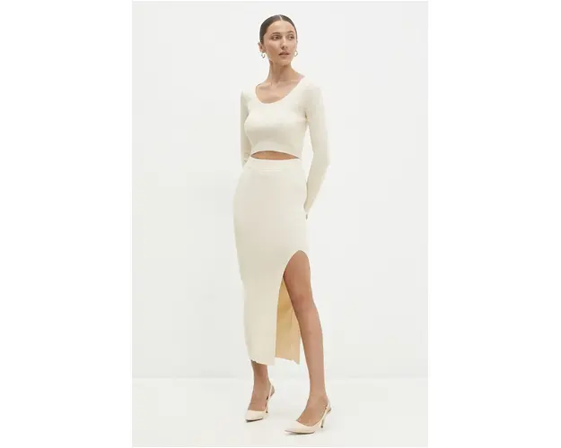 Answear Lab bluza si fusta culoarea bej