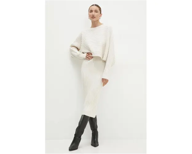 Answear Lab rochie si pulover culoarea bej, midi, mulata